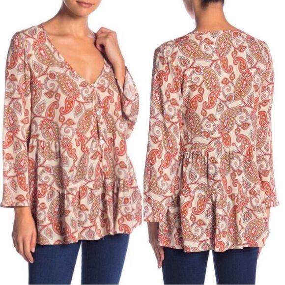 Show Me Your MuMu Paisley Boho Print Marlow Swing Top Sz S NWT - Picture 11 of 11